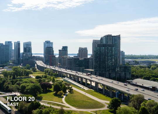 East view from 20th floor of liberty house apartments in liberty village