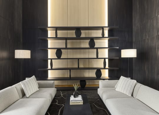 a living room with two couches and a coffee table