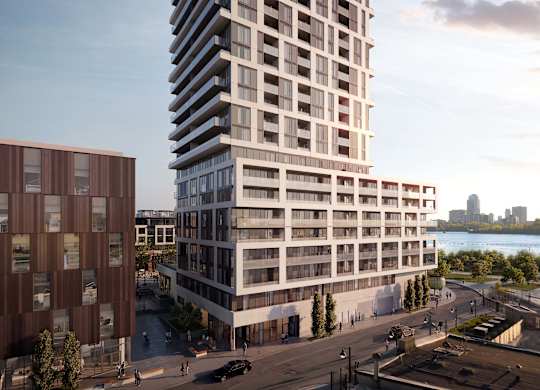 a rendering of a tall building in a city