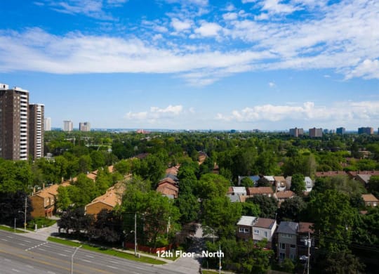 a view of the city from the roof of a house