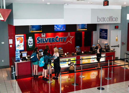 people standing at the silver city ticket counter at the airport