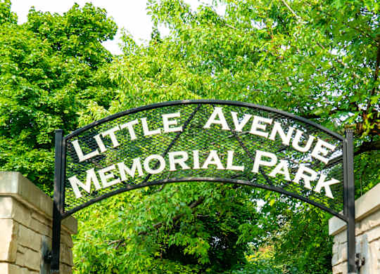 Little Avenue Memorial Park entrance sign.