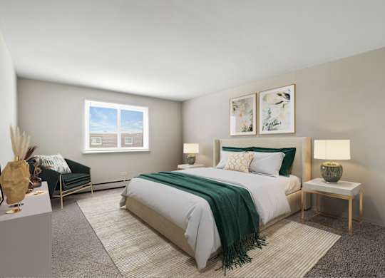 Bedroom at Hanover Park Blu Apartments, Hanover Park, Illinois