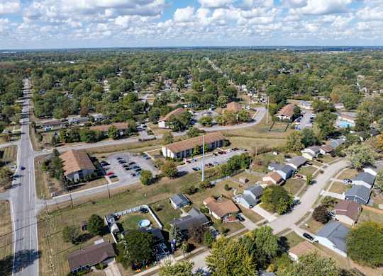 Property Aerial View at Wood Creek Apartments, Indiana