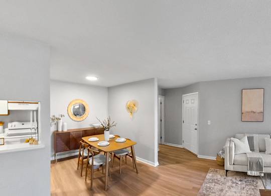 a living room with a couch and a table