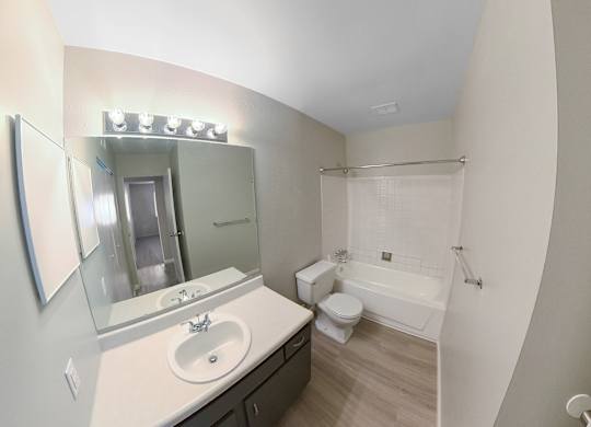 a bathroom with a sink and a toilet and a shower