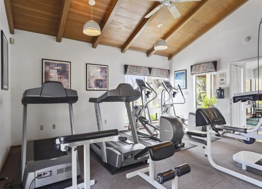 Treadmills in fitness center at Parkside Apartments, Davis, CA, 95616