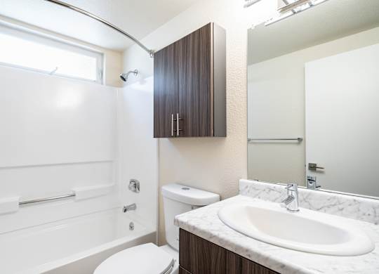A white toilet sits next to a sink in a bathroom.