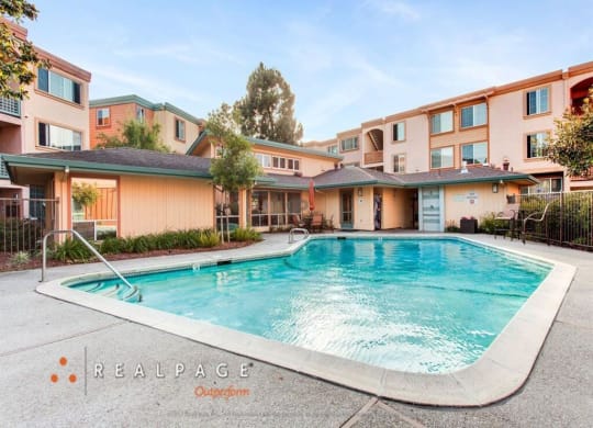 Glimmering pool at Peninsula Pines Apartments, South San Francisco, 94080