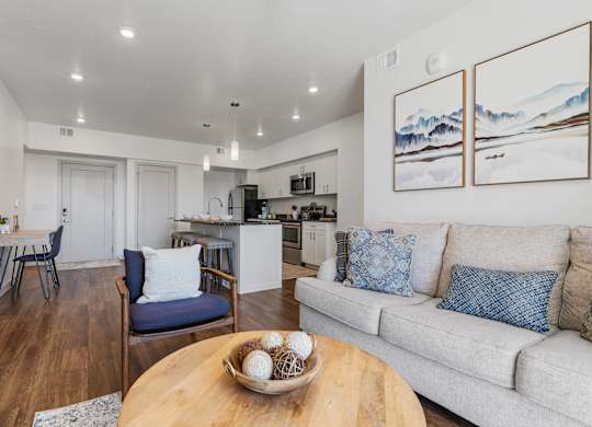 Living Room with white couch at City View St. George, St. George, Utah