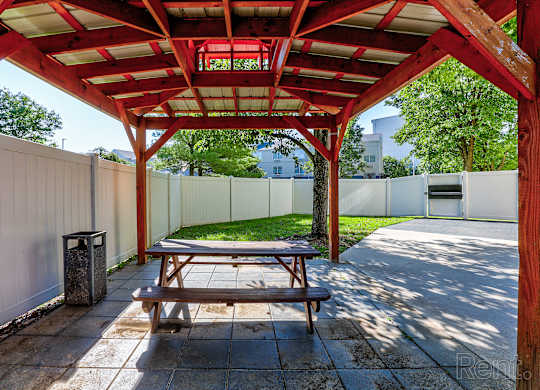 Wooden picnic table at AVIA North Shore Apartments, Jeffersonville, IN