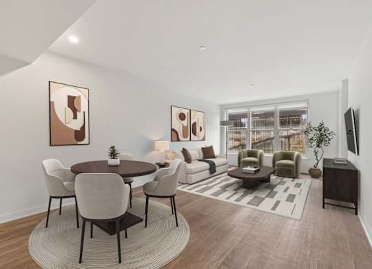 Modern Living Room and Dining Room at AVIA on Pike Street, Seattle, 98101