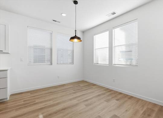 Room with light hanging from the ceiling at Alante Homes at Spring Run, Idaho, 83607
