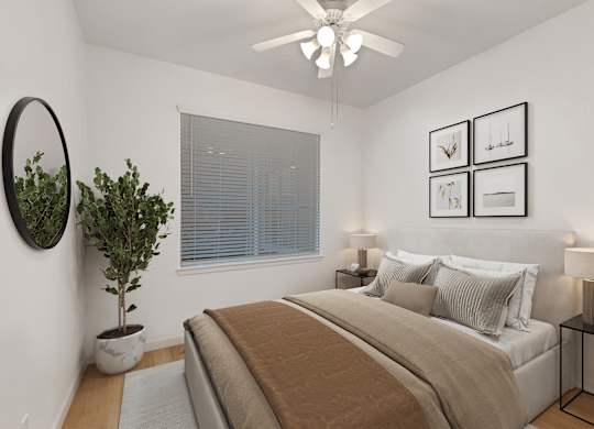 Bedroom with Bed at AVIA Apartments On Alpha, Dallas, TX, 75240