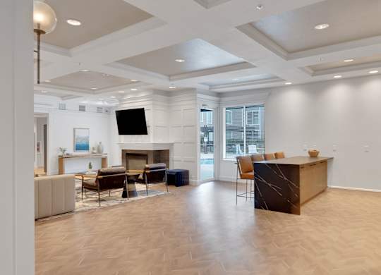 Living Area with TV at AVIA Apartments On Alpha, Dallas, 75240