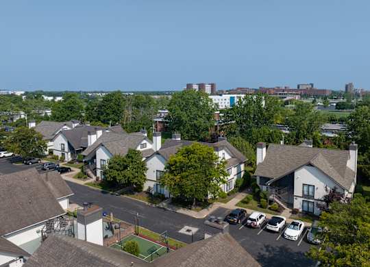 Residential area with houses and a basketball court at Avia Lofts at Maple Road, Amherst, NY, 14221