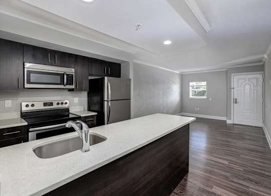 Interior kitchen view at Avia Apartments at Reedy Creek, Kissimmee, Florida