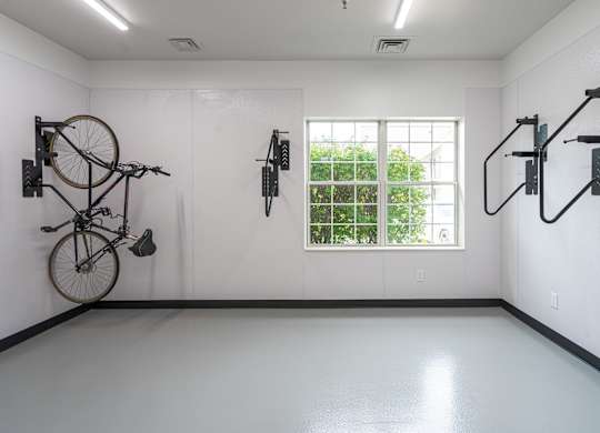 Community bike storage at AVIA Lofts on Victors Way, Ann Arbor, MI, Michigan , 48108