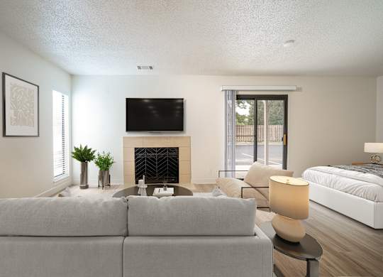 Warm And Inviting Living Room at AVIA Lofts on Victors Way, Ann Arbor, Michigan