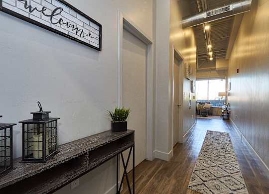 A hallway at Brickside Heights Apartments, Millcreek, UT, 84106