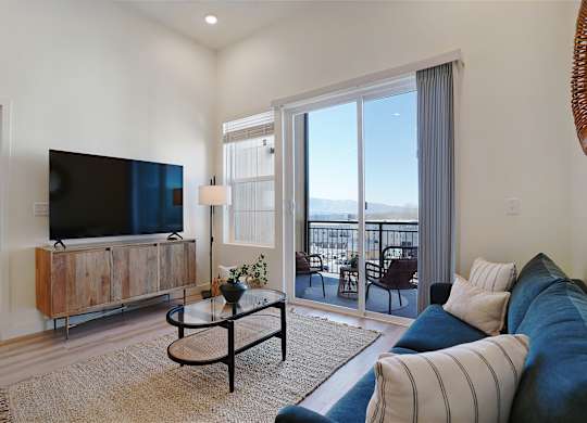 Living Room with TV at Solhavn Apartments, American Fork, Utah