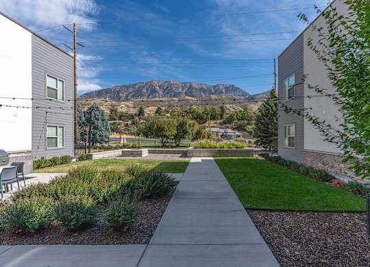 Fresh Garden Exterior View at The Flats at Riverwoods Apartments, Provo, 84604