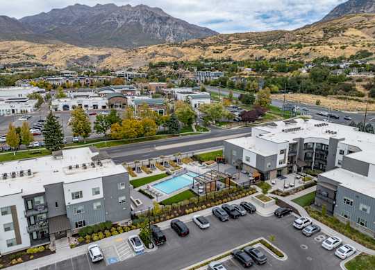 Property Overview From Above at The Flats at Riverwoods Apartments, Provo, UT, 84604