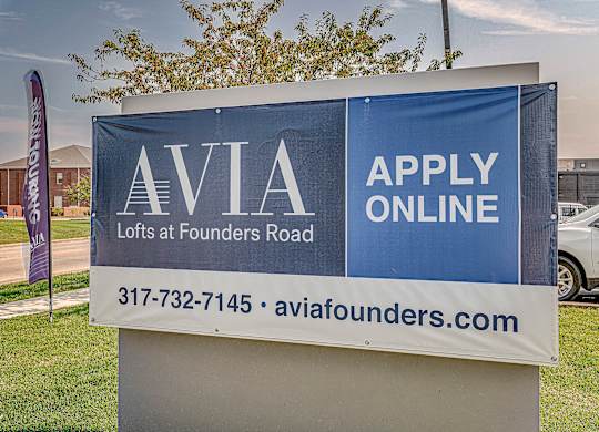 Property Sign at Avia Lofts at Founders Road, Indianapolis, 46268