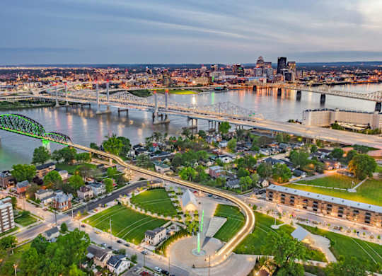 Cityscape with a river at AVIA North Shore Apartments, Jeffersonville, 47130