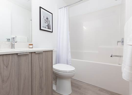 A white toilet sits next to a sink in a bathroom.