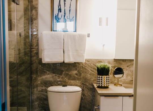 a small bathroom with a toilet and a shower
