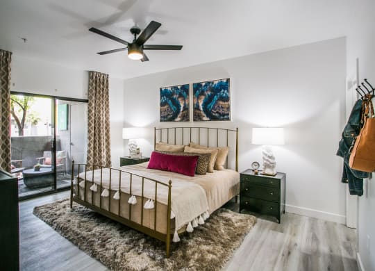 The Presley at Whitney Ranch Model Bedroom with Private Patio
