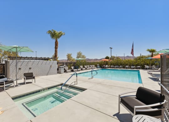 the pool and spa at colton apartments in henderson