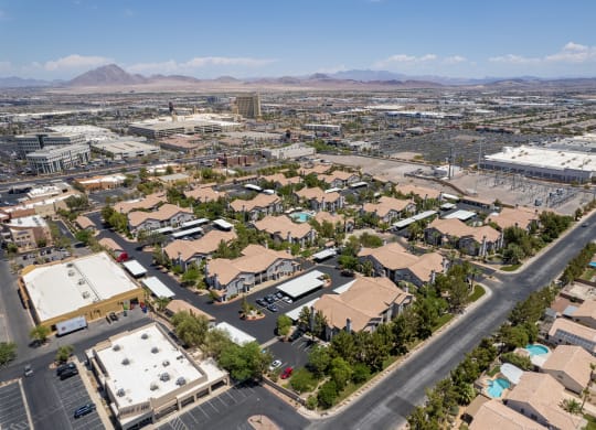 an aerial view of the city