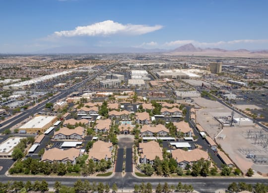 an aerial view of the city