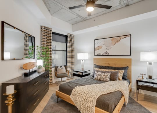 Elliston 23 apartments in Nashville Tennessee photo of bedroom with hardwood flooring