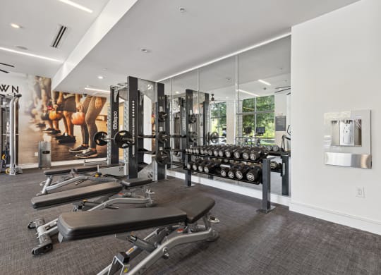 the gym at the enclave at woodbridge apartments in sugar land, tx
