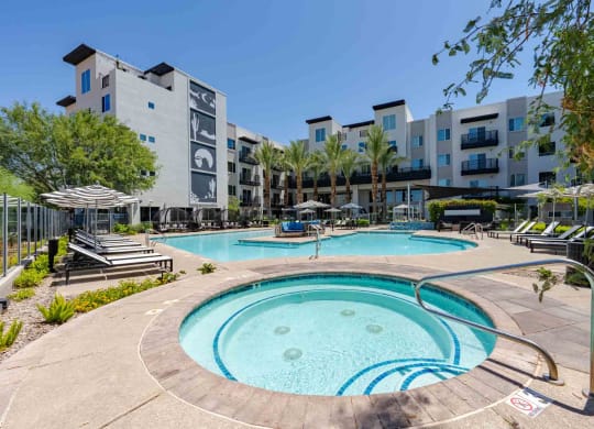 resort style spa at slate scottsdale apartment community