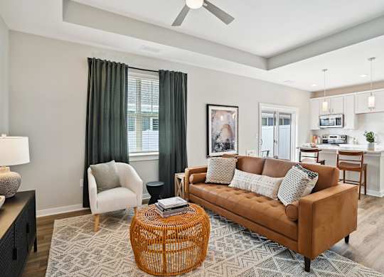 Living Area With Kitchen View at Zora University, Charlotte, NC