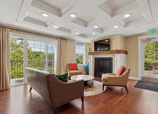 Bright Living Area with Fireplace at Palmer View, Palmer Township, PA, 18045