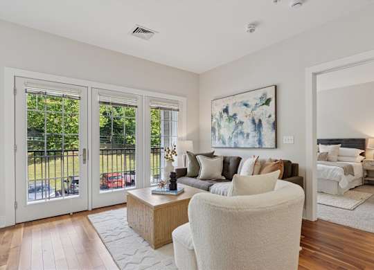 Room with couch and glass door at Palmer View, Palmer Township, 18045