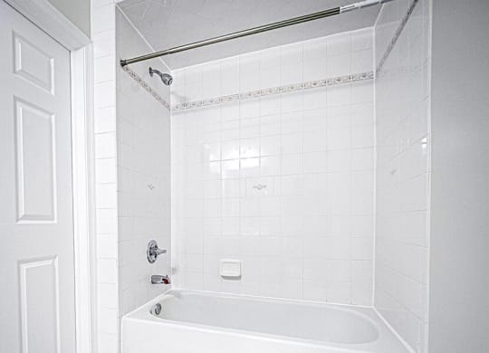 Ceramic tile bathrooms include large showers at Heritage Court, New Jersey