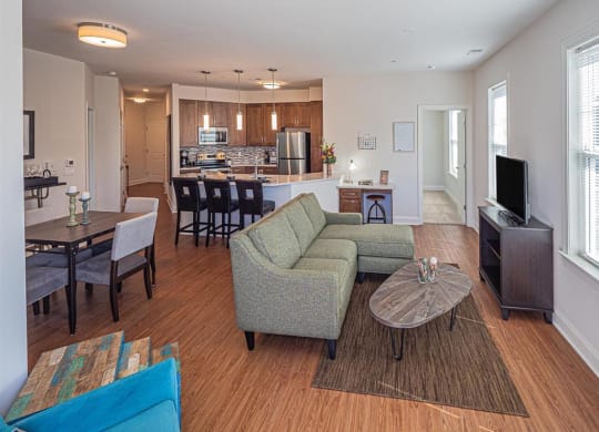 Living Room With Kitchen at Heritage Court, Ewing, NJ