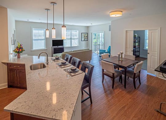 Granite countertop breakfast bars at Heritage Court, New Jersey