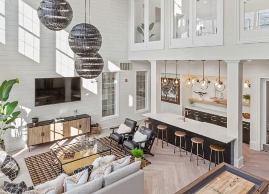 a view of the living room and kitchen from the loft  at Harper's Crossing, Langhorne, PA