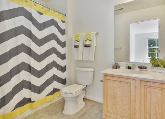 A bathroom with a toilet, a sink, and a shower curtain.