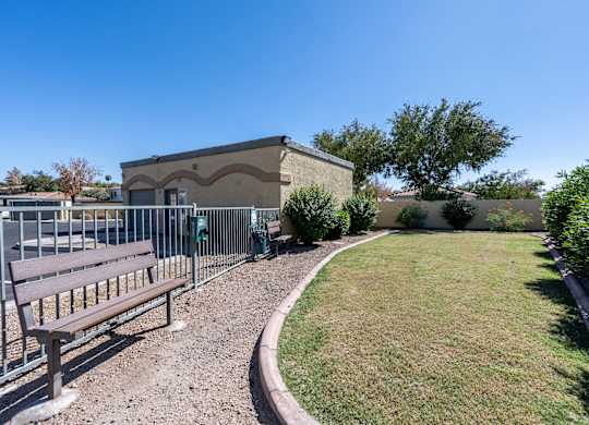 Tresa at Arrowhead Apartments Outdoor Dog Park with Benches