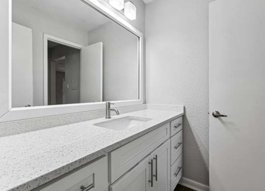 A bathroom with a sink at Elme Sandy Springs Apartments, Atlanta, GA, 30350