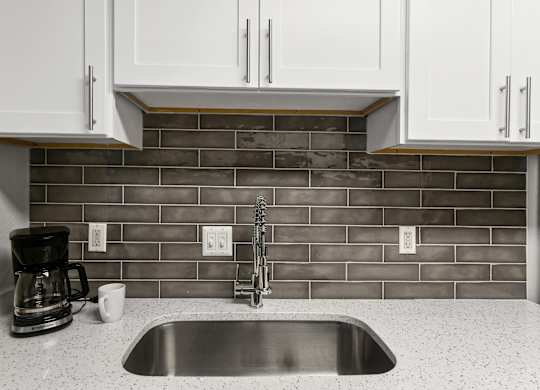 A kitchen at Elme Sandy Springs Apartments, Atlanta, GA, 30350