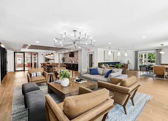 A modern living room at Elme Sandy Springs Apartments, Atlanta, GA, 30350